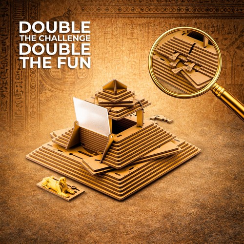 Wooden pyramid puzzle - 3d,